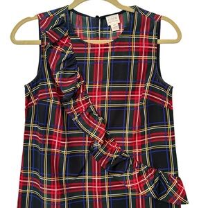 J. Crew Red and Blue Plaid Ruffle Blouse